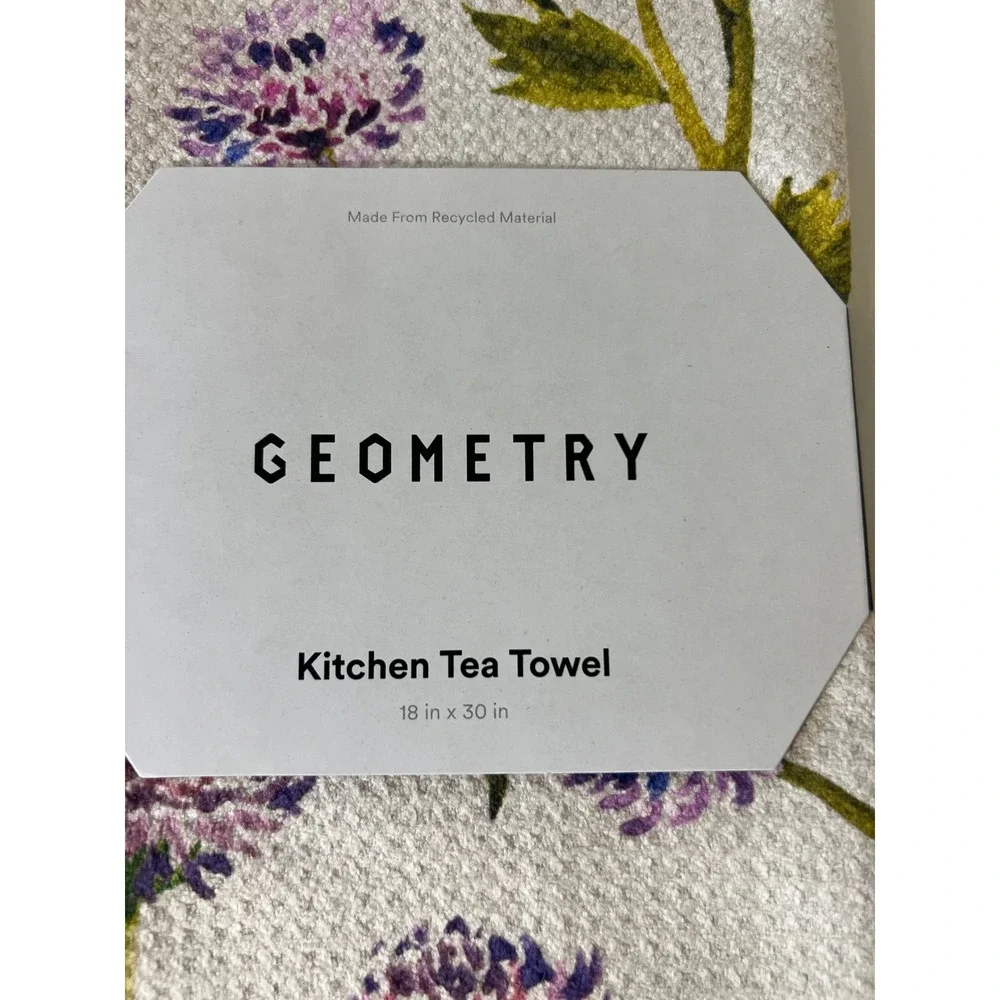 Geometry Kitchen‎ Tea Towel Floral Blooming Thistle NWT
